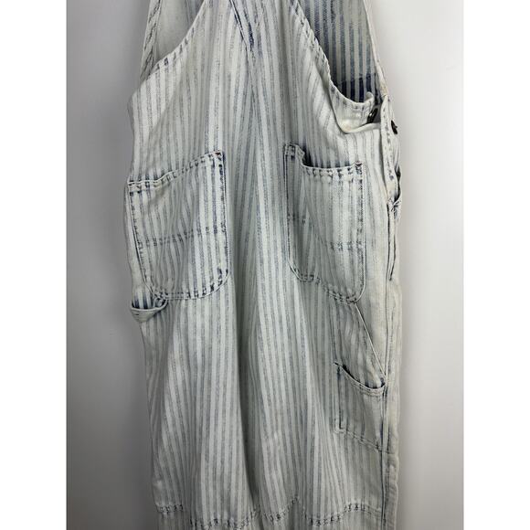 Faherty Topsail Bib Overall Railroad Stripe Blue White *Stained Distressed Small - Picture 11 of 16